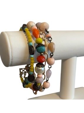 Plunder Colorful Eclectic
Multistrand Beaded Bracelet Fedtival Boho Summer Beach